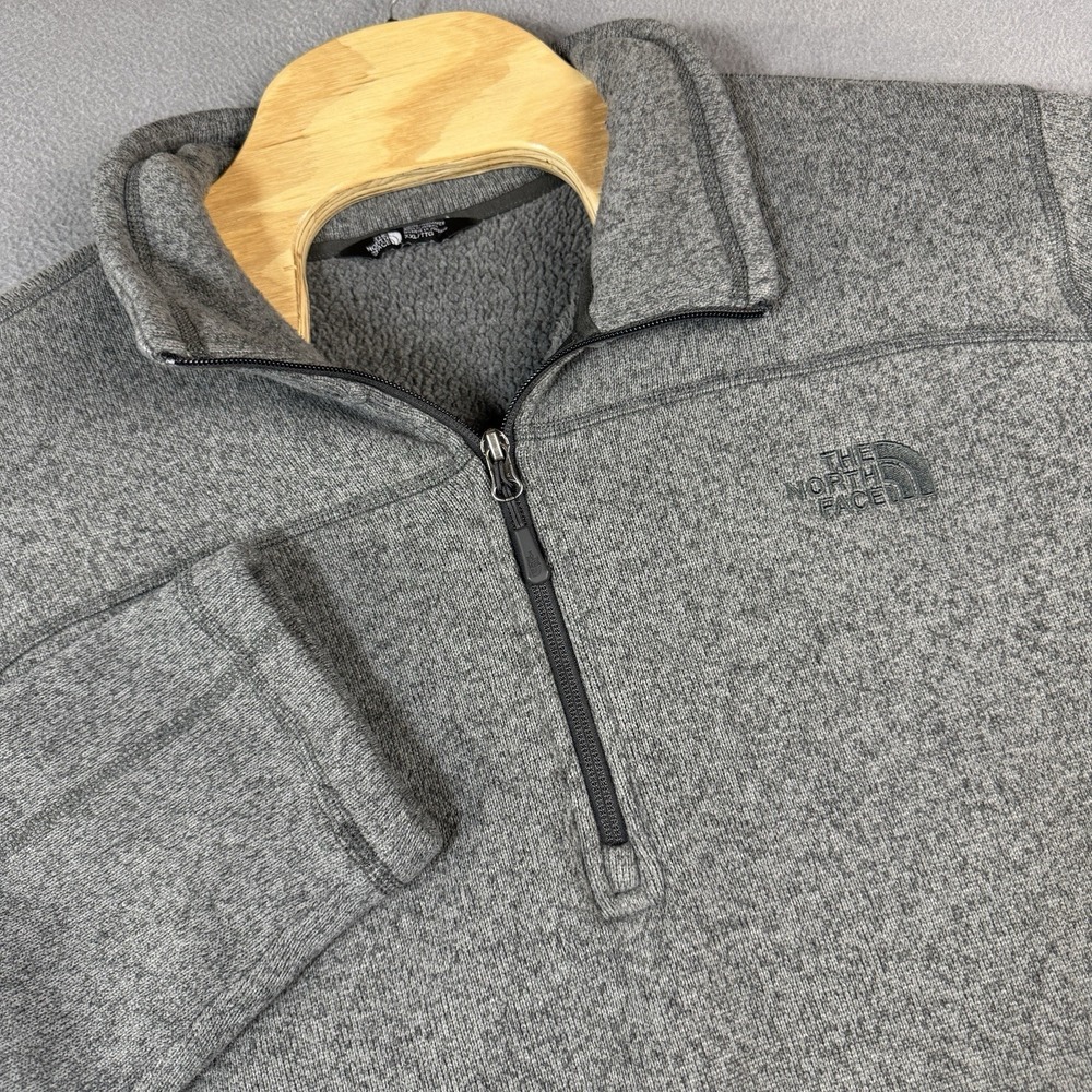 The North Face Knit Pullover Mens XXL Grey Sherpa Lined 1/4 Zip Shacket‎